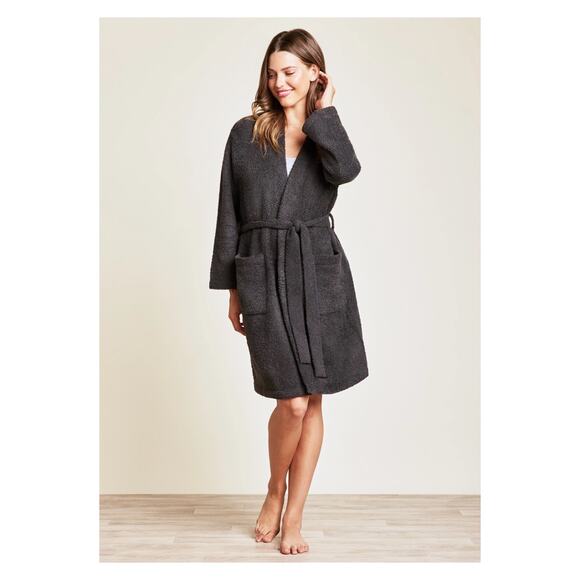 Barefoot Dreams Dark Gray Cozychic Lite Ribbed Robe Sz.2(M)